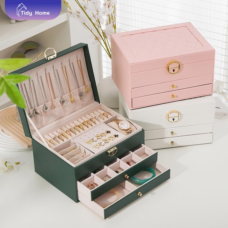 🚀 NeatBox ที่เก็บเครื่องประดับ จอแสดงผล ความจุขนาดใหญ่ ที่เก็บต่างหู หนังกล่องเครื่องประดับสําหรับผู