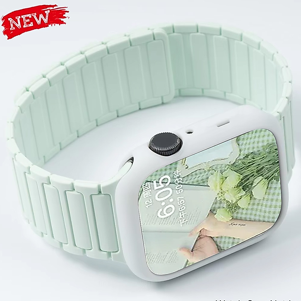 สายรัดแม่เหล็ก + เคสซิลิโคน TPU Cover สําหรับ Apple Watch Ultra3 49มม S11 46มม 45มม 44มม 42มม 41มม 40มม IWatch Series 10 9 8 7 6 SE 5 4