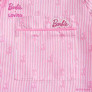 (KOL's pick) Barbie™ X Lovito แคชชวล ชุดนอนลำลองลายดอกไม้หวานๆ สำหรับฤดูใบไม้ผลิ/ฤดูร้อน สีชมพู (เสื้อหรือกางเกง) สำหรับผู้หญิง เกาหลี อินเทรนด์ LB1AD028
