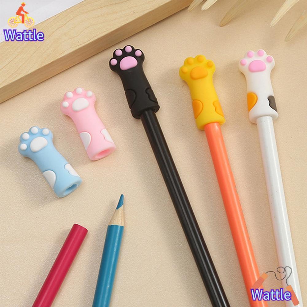 WATTLE Cat Claw Pencil Cap, Student Supplies Soft Pencil Protective Cover, Silica Gel Cute Pen Cap
