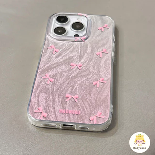 เคสโทรศัพท์โบว์สีชมพูและสีฟ้า เคสไอโฟน 17 สำหรับ iPhone 16 13 15 11 14 12 Pro Max 7 8 16 15 14 Plus XR X XS MAX SE 2020