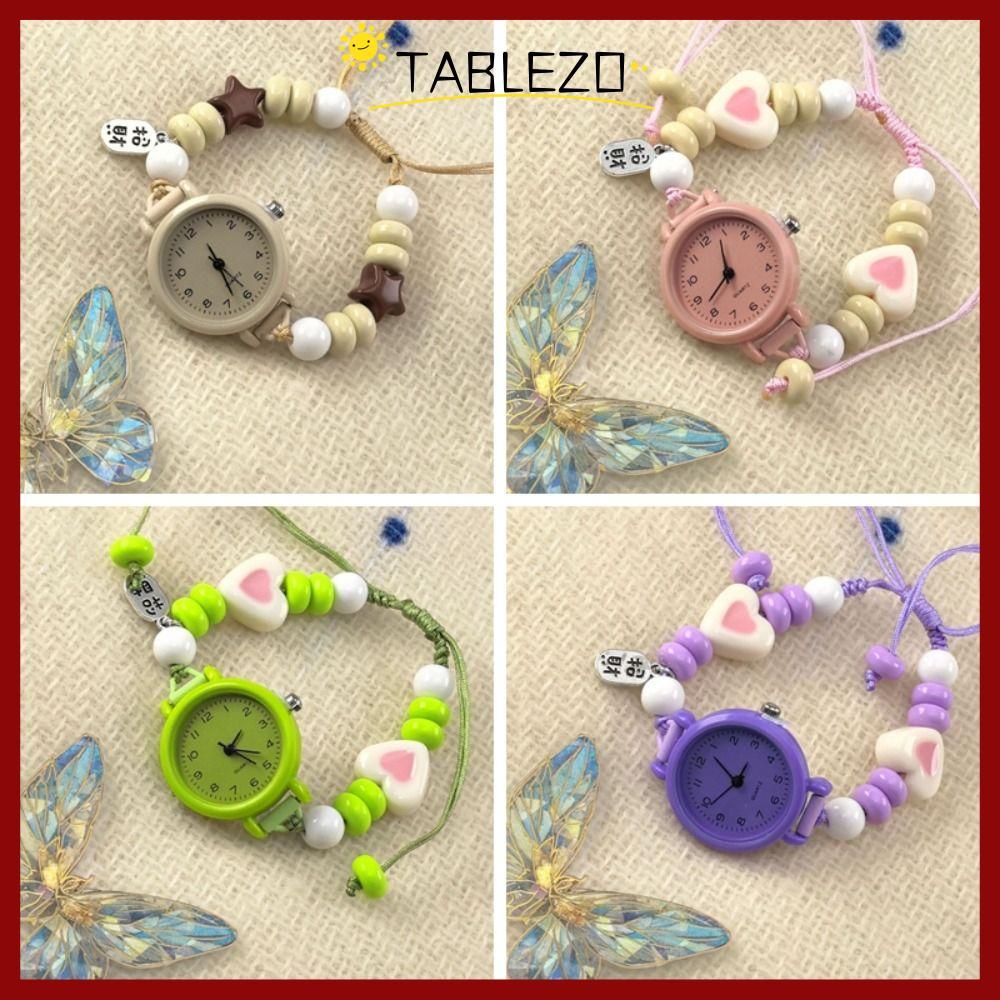 in stock นาฬิกาสร้อยข้อมือTABLEZO, จี้ลูกปัด Star Heart Chain นาฬิกา, Dopamine ปรับนาฬิกาควอทซ์ผู้หญิงสาว
