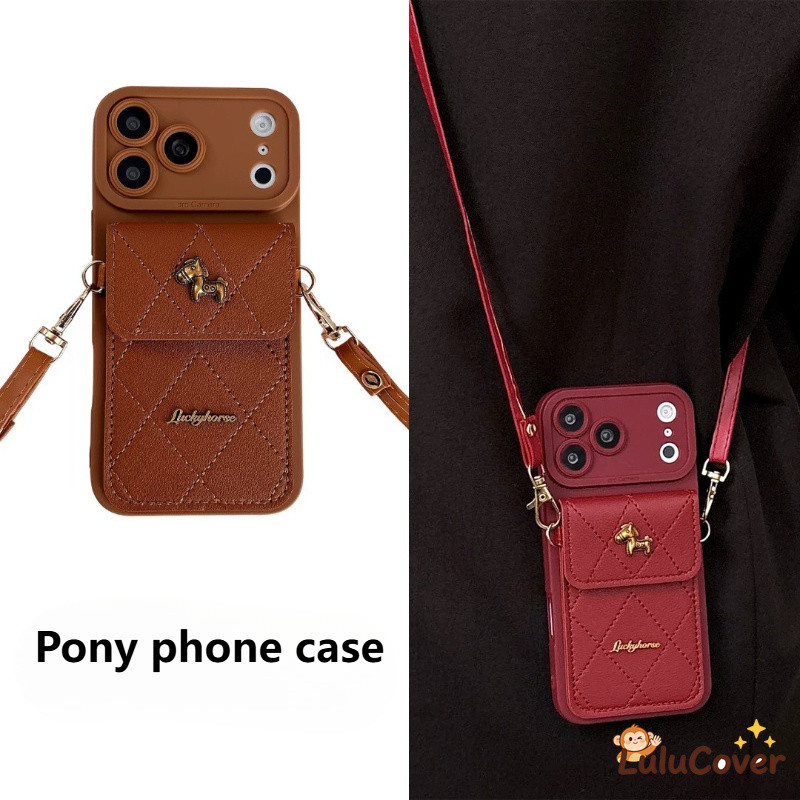 โลหะ Pony Quilted ผู้ถือบัตรสําหรับ Samsung Galaxy J6 Plus J4 Plus J2 Prime A7 2018 A750 A91 A81 M80