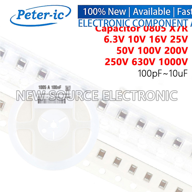 (10-20pcs) 0805 SMD 6.3V 10V 16V 25V 50V 100V 200V 250V 630V 1000V X7R ตัวเก็บประจุ 100pF - 10uF 470
