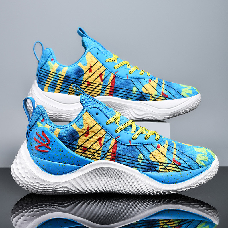 Curry 10 รองเท้าบาสเก็ตบอลผู้ชาย Candy Breathable Shock Absorption Professional จริง Combat รองเท้าผ
