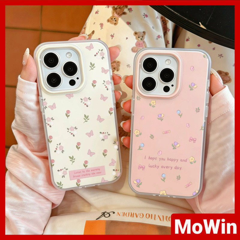 MowinCase - เข้ากันได้กับเคส iPhone 13, เคส iPhone 17 Pro Max, สีลูกกวาด, โปร่งแสง, ทูอินวัน, ดอกไม้เล็กสีสันสดใส