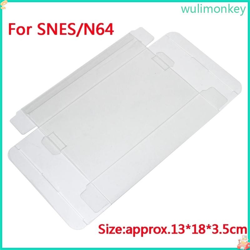 WU Clear Transparent Game Cartridge Box Case CIB Games Cover for SNES N64