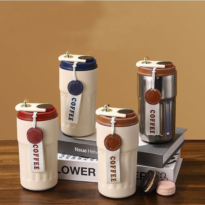 TERMOS RK Digital Coffee Thermos LED Tumbler Coffee ความงามขวดดื่มน้ําร้อนสแตนเลส 450ML แก้ว