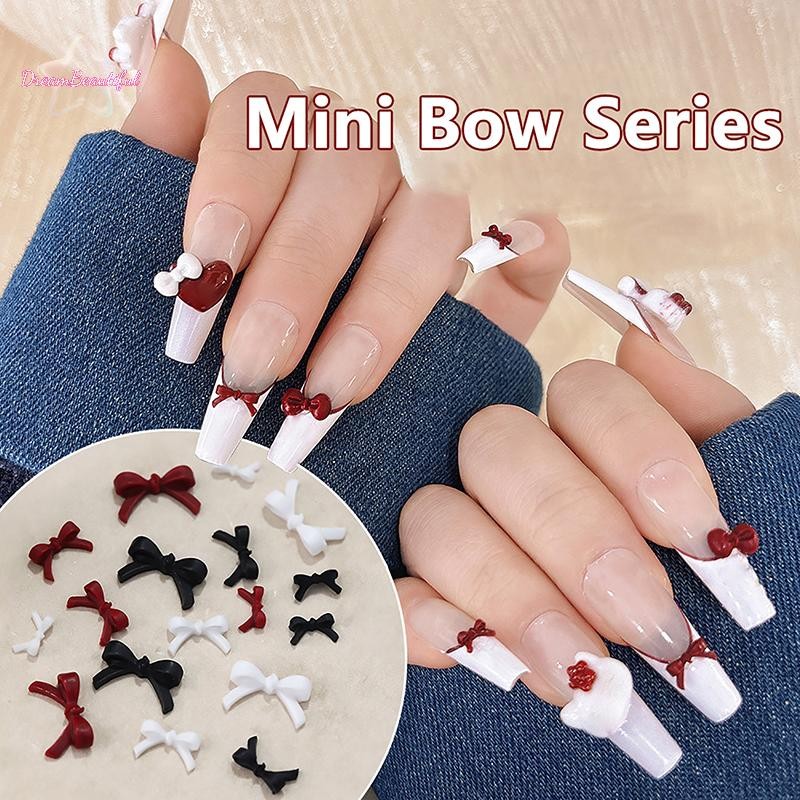  50 ชิ้น Mini Bow เล็บ Charms Bulk Mix 3D Bowknot เล็บอุปกรณ์ตกแต่งสําหรับ DIY เล็บเกาหลีออกแบบใหม่