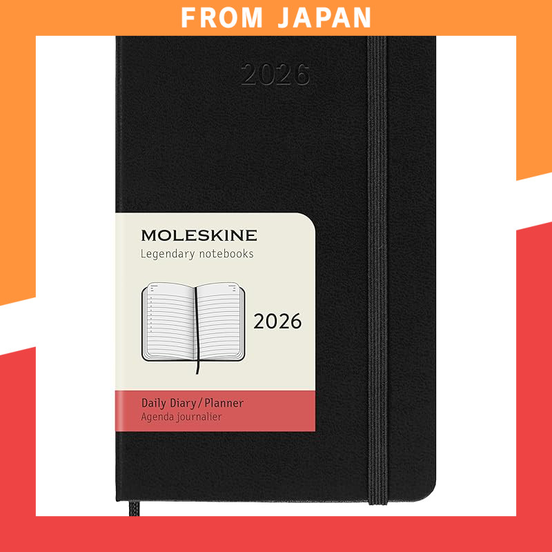 Moleskine Diary, January 2026 Start, 12-Month Daily Diary, Pocket Size (9 cm x 14 cm), Hard Cover, B