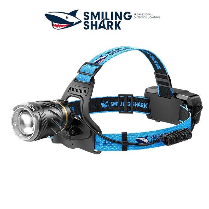 Smiling Shark ไฟหน้า LED M5 ความสว่าง 5000 lumens ชาร์จ USB กันน้ำ IPX4