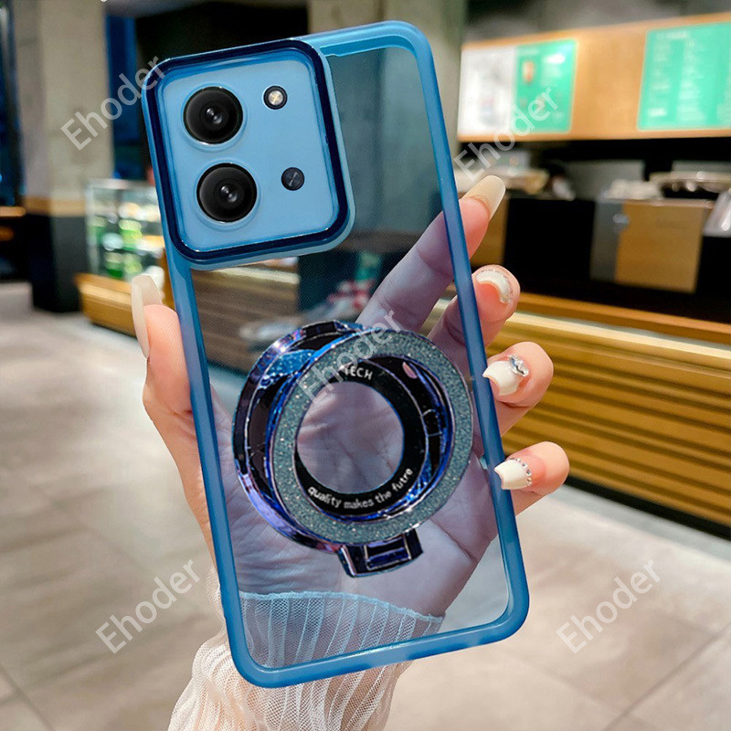 ปลอกสําหรับ Redmi 15C 4G 5G 2025 โปร่งใสแหวนผงแวววาวผู้ถือแม่เหล็กสําหรับ POCOC85 C85 Redmi15C 15 C 