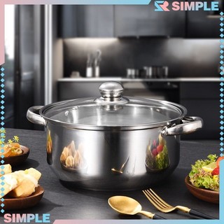 304Stainless Steel DoubleHandle Soup Pot Thick Composite Bottom NonStick for Porridge Milk Simmering