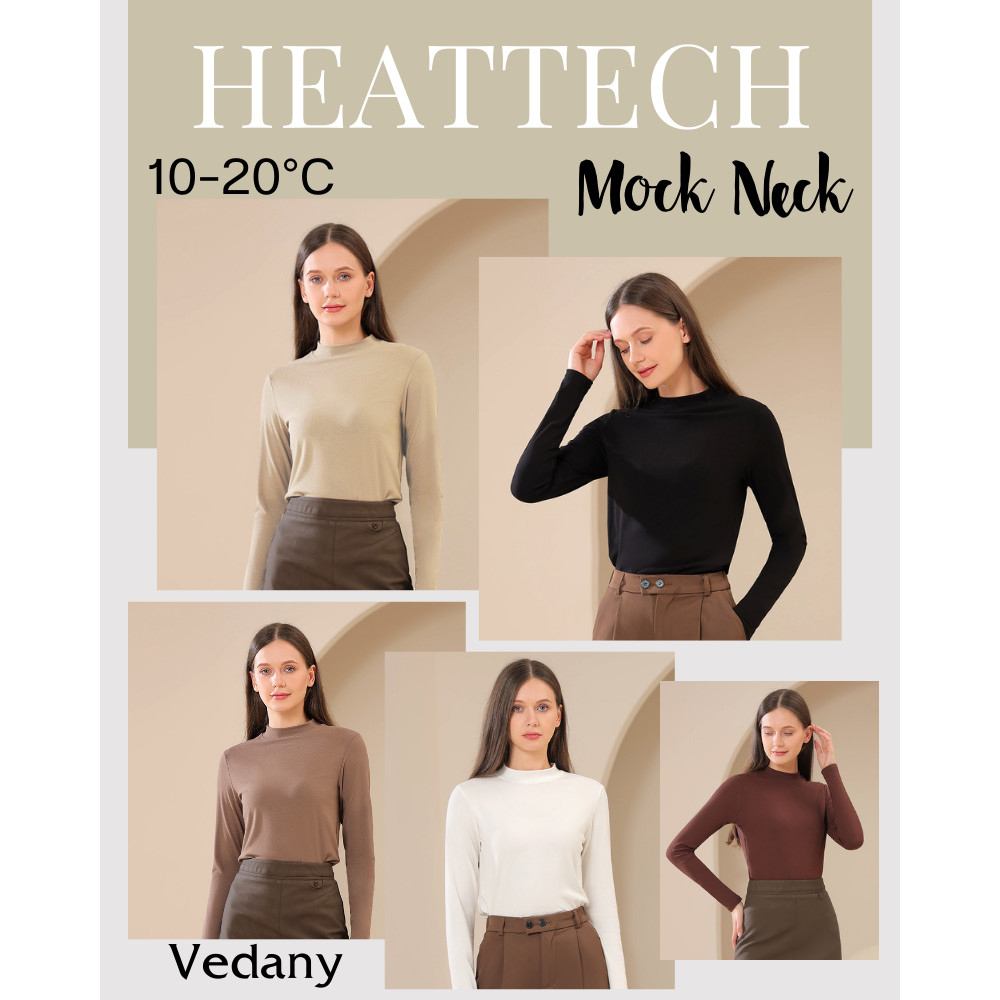 Mock Neck Heattech เสื้อฮีทเทคบางเบา ใส่สบาย อุณหภูมิตั้งแต่ 10–20°C ** VDN-LJ 0133