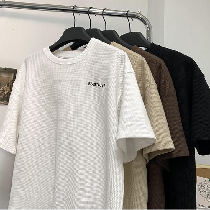 Proman-🔥【จำกัดเวลา79- C0D】เสื้อยืดผู้ชาย พิมพ์ลาย เรียบง่ายและจับคู่ได้ง่าย ผ้าวาฟเฟิล M-3XL