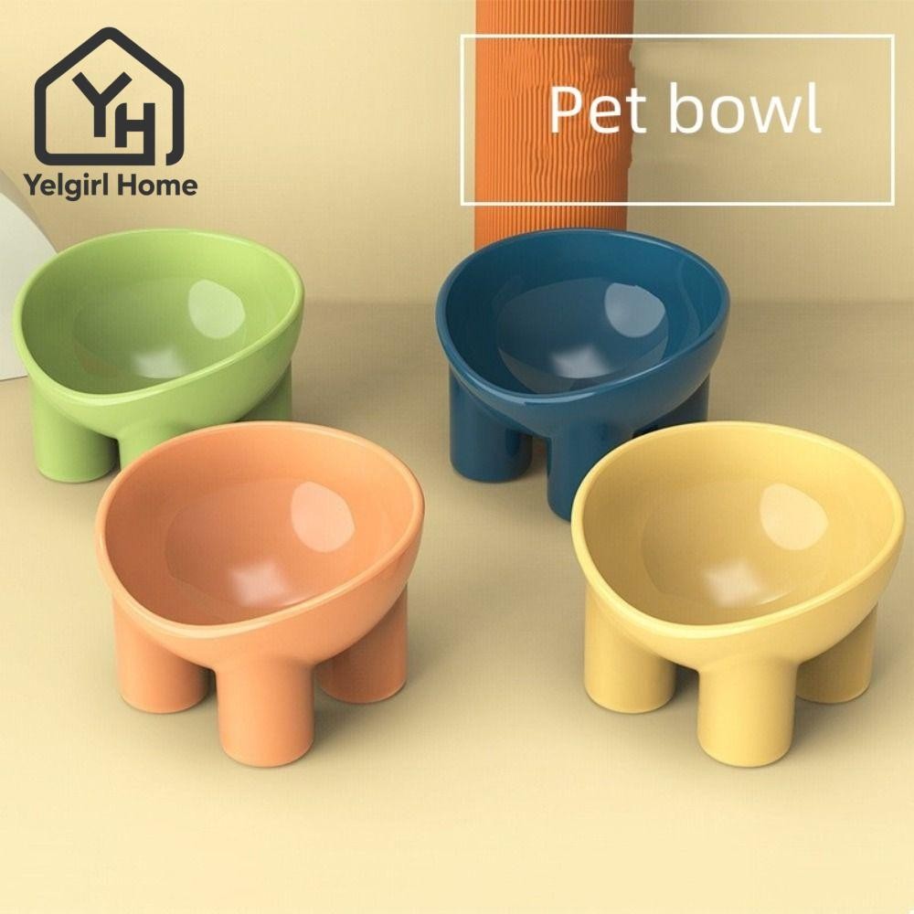เยลเกิร์ลบ ชามแมว, ชามสุนัขกันลื่น 4 สี, อุปกรณ์ป้องกันคอเท้าสูง Stable ชามอาหารสัตว์เลี้ยงอุปกรณ์ให้อาหารสัตว์เลี้ยง