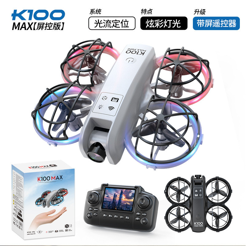 สินค้าใหม่ Mini k100max การถ่ายภาพทางอากาศการควบคุมหน้าจอ Drone Optical Flow ตําแหน่งป้องกันแสงเต็มร