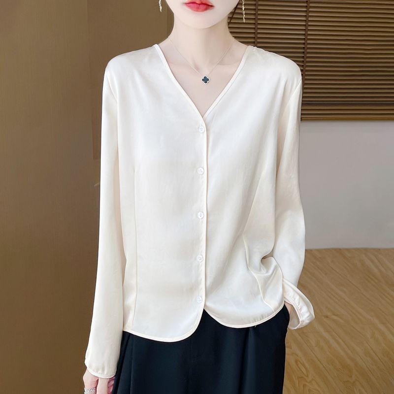XUWEN2509 Seckill 100% ถอน High-End Luxury Mulberry Silk เสื้อแขนยาวผ้าไหมเสื้อหลวมด้านบน