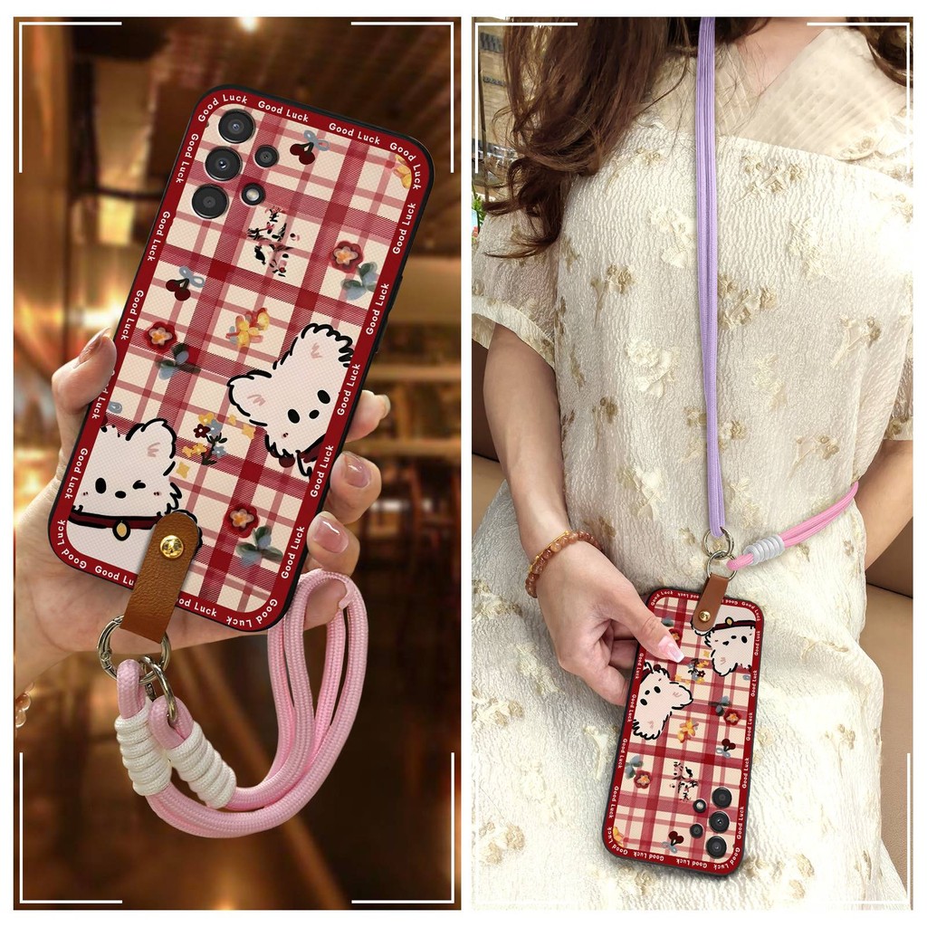 SAMSUNG Full wrapเคสโทรศัพท์น่ารักสําหรับSamsung Galaxy A13 4G/SM-A135/SM-A137/A13LTE TPUสร้อยคอกันก