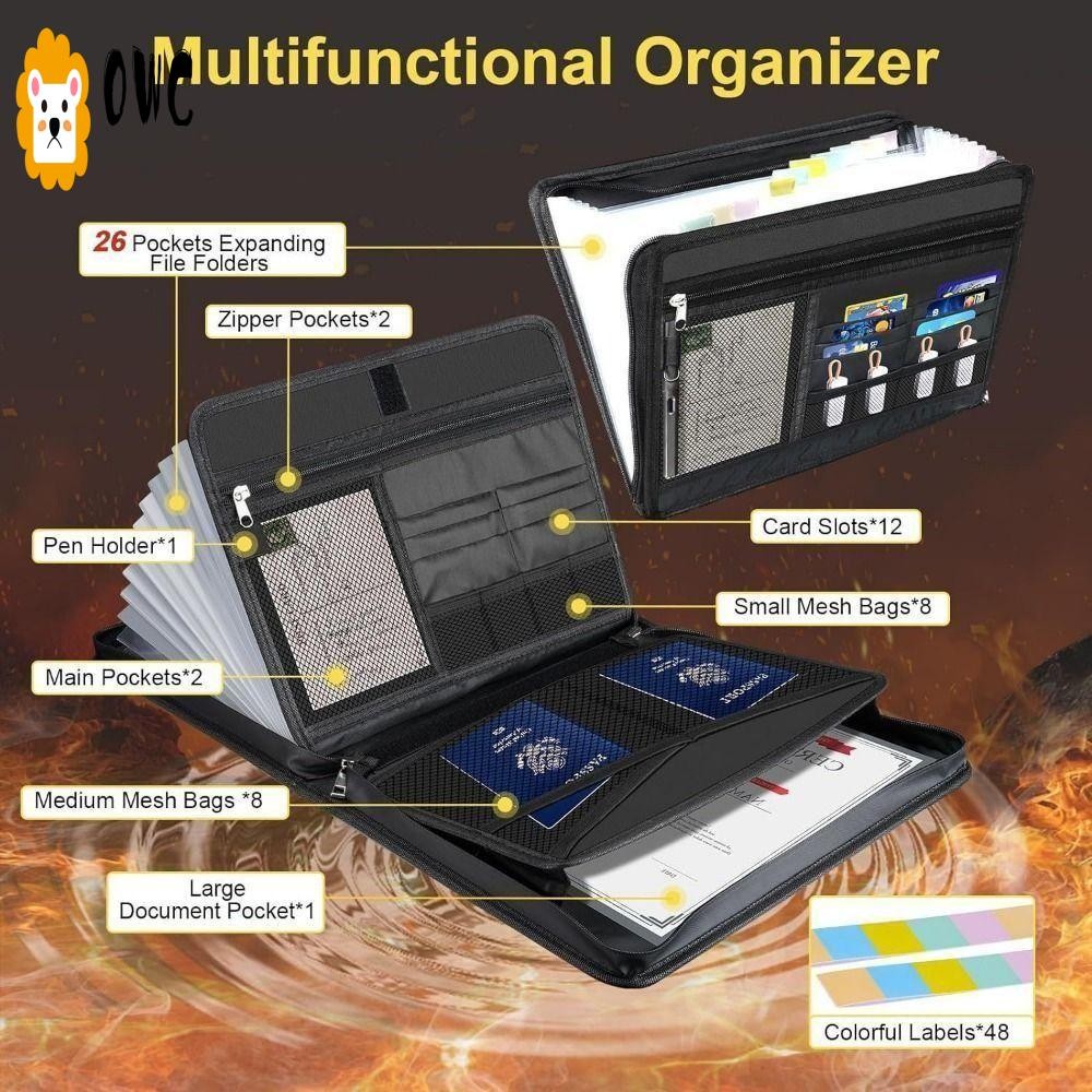 Multi-Zip Pocket A4 Letter File Organizer - กล่องประหยัดพื้นที่แบบพกพาสําหรับเอกสาร