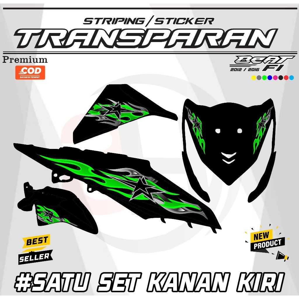 VARIATION Striping Beat Fi ใหม่สติกเกอร์ UV โปร่งใส Simple Design ล่าสุด h67 TRANSPARENT UV