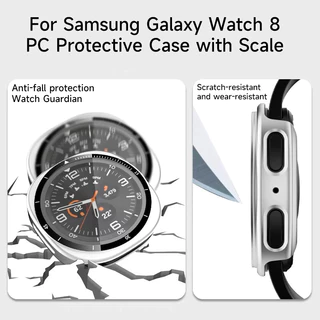เคสกันกระแทกกระจกนิรภัย+PC สำหรับ Samsung Galaxy Watch8 9 44 มม. 40 มม. ครอบคลุมทุกด้านสำหรับอุปกรณ์เสริม Galaxy Watch 8