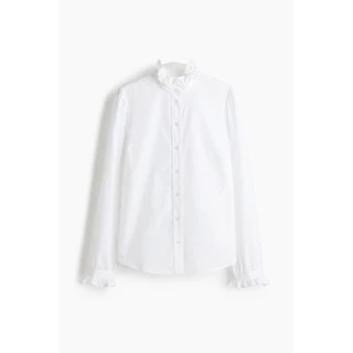 H&M(เอชแอนด์เอ็ม) เสื้อเบลาส์แขนระบายคอปก ผู้หญิง 1295517_1