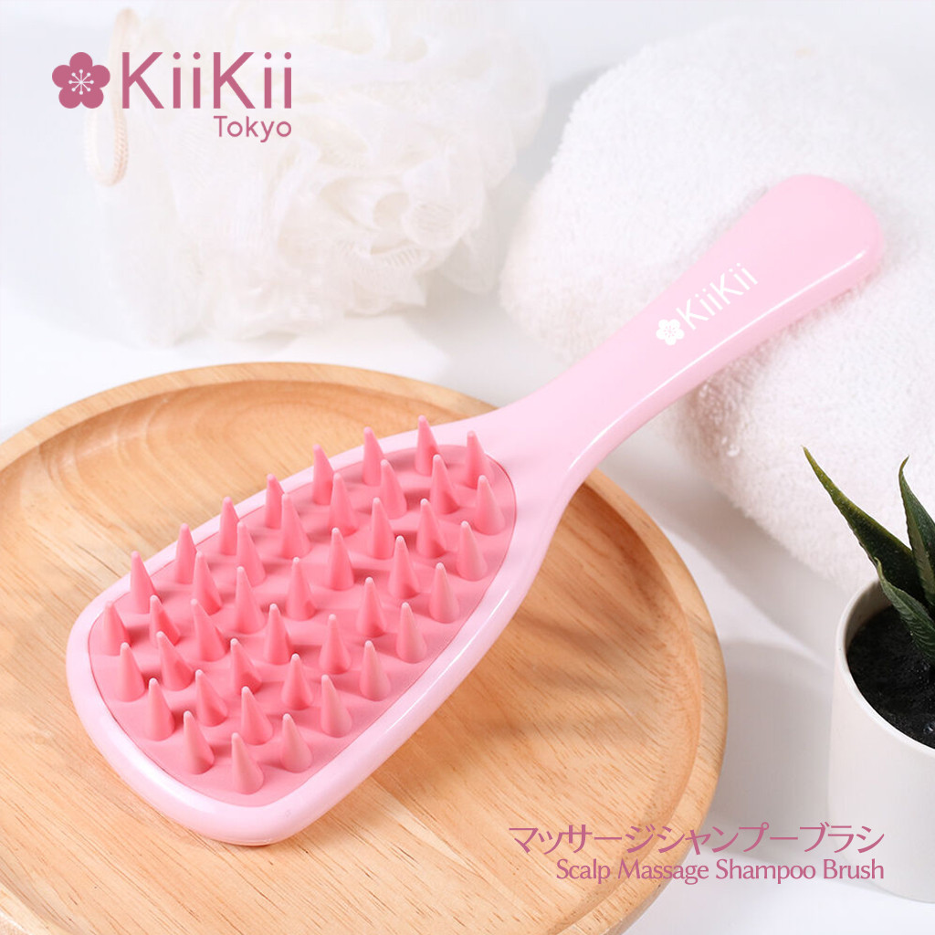 KiiKii Beauty หวีแปรงสระผม ด้ามยาว หัวใหญ่ แปรงนวดหนังศีรษะซิลิโคน สระผมสะอาด ไม่ทำร้ายเส้นผม