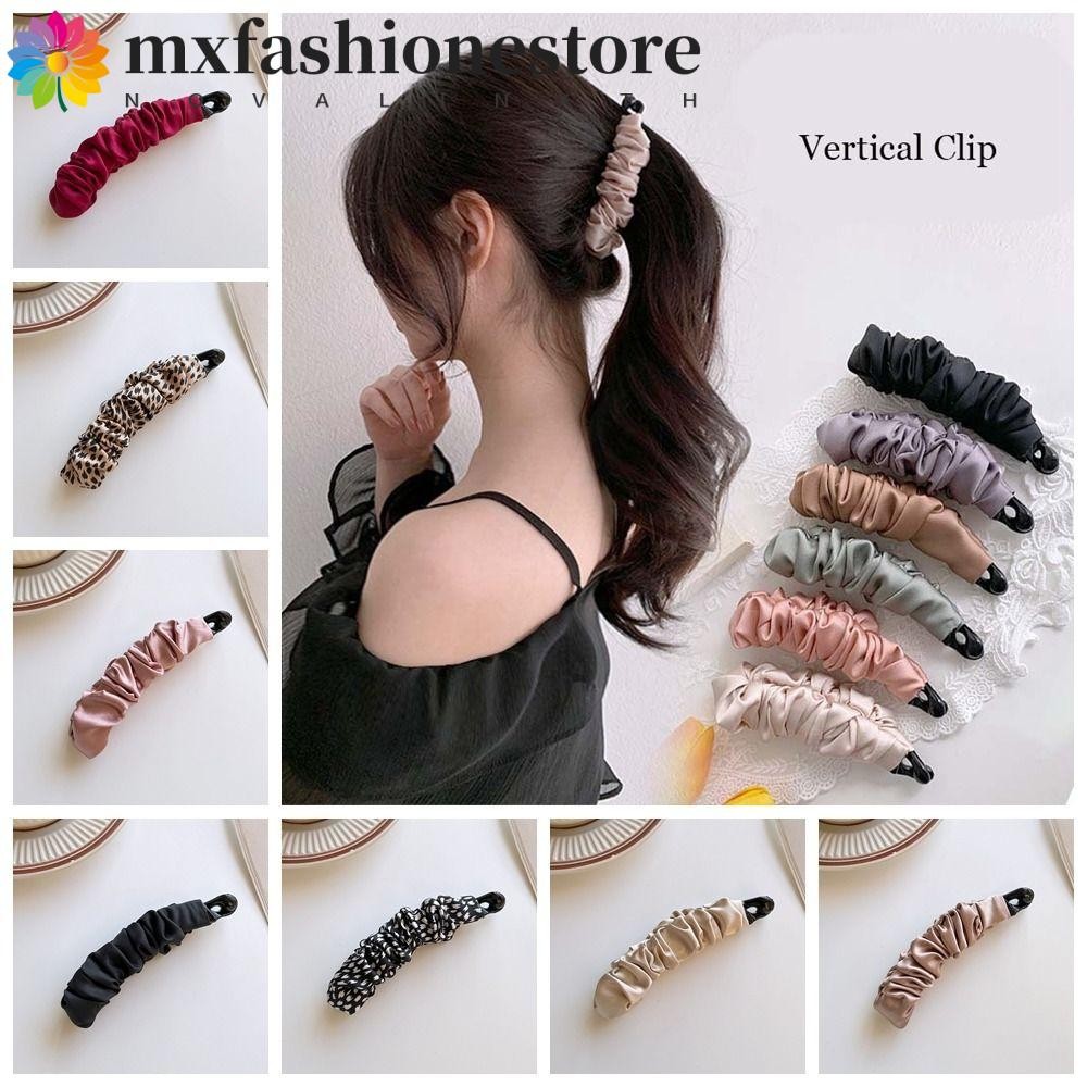 Mxfashione กิ๊บกล้วยผ้า, กิ๊บแนวตั้ง สไตล์เกาหลี, แฟชั่น ที่คาดผม กิ๊บติดผม ที่หนีบผมหางม้า ที่ใส่ผม โบ ผู้หญิง