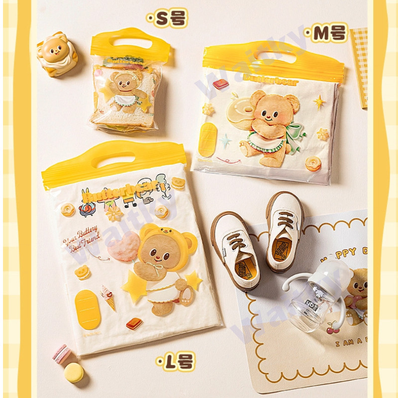 WaitkyModern Nage & Butter Bear Food-Grade Fresh-Preserve Bags, Portable Sealed Bags, Breakfast Bags, Fruit Snack Bags, 10 ชิ้น (S/M/L) ราคา ถูกที่สุด ดีลบีเคเค แกลเลอรีภาพที่ 7