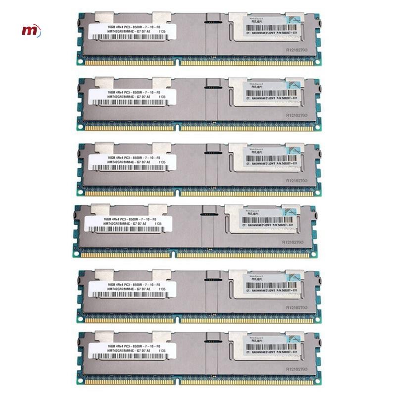 [nora_eugen.th]6X 16GB PC3-8500R DDR3 1066Mhz CL7 240Pin ECC REG หน่วยความจํา RAM 1.5V 4RX4 RDIMM RA