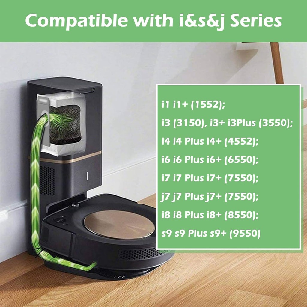 เปลี่ยนถุงสูญญากาศ 12 แพ็คสําหรับ iRobot Roomba, เข้ากันได้กับกระเป๋า iRobot Roomba i&s&j Series, ทด