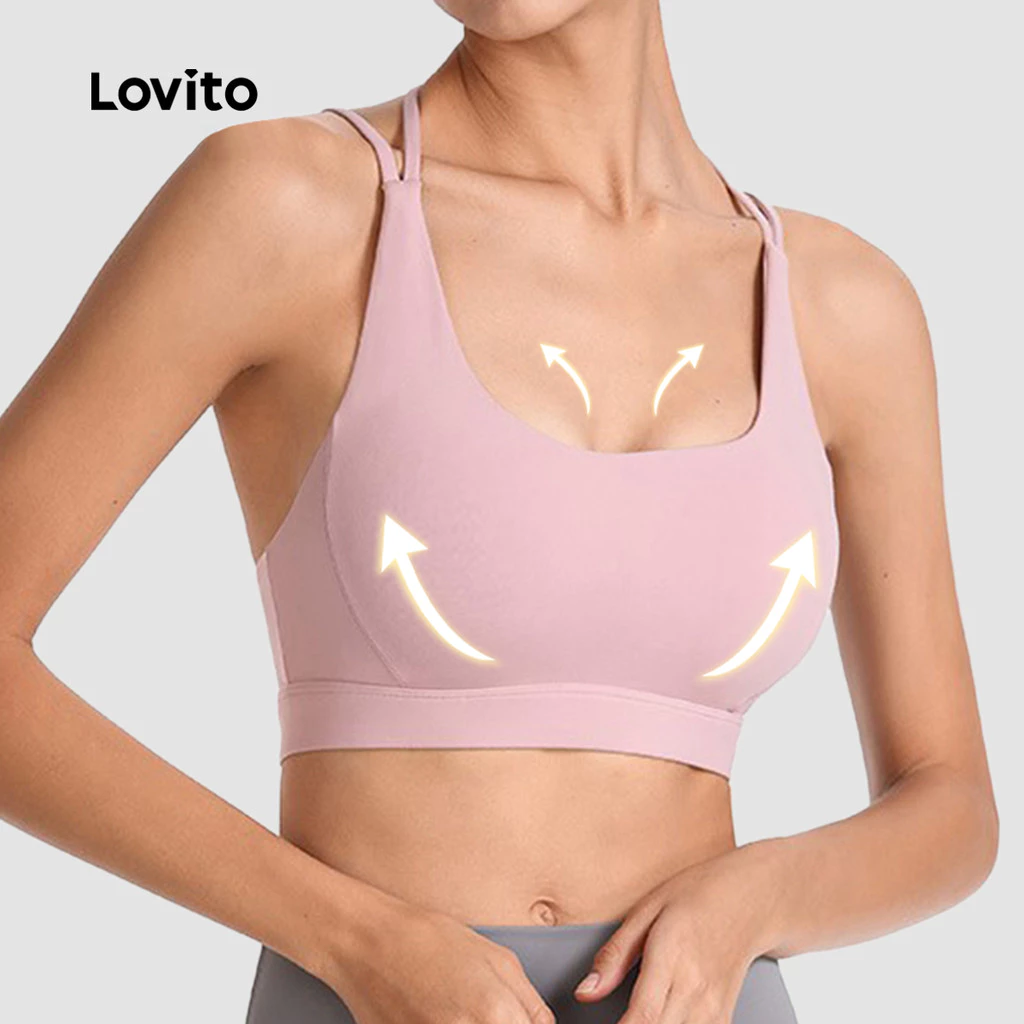 Lovito แคชชวล สปอร์ตบราหญิง สีพื้น สไตล์สปอร์ต LNL77167\4 thumbnail 5
