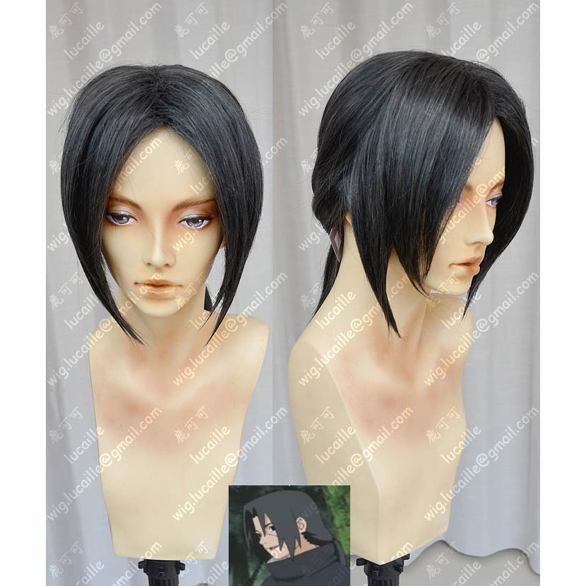 Naruto Uchiha Itachi Virgin U สีดําสีเทา 60 ซม. cos วิกผม