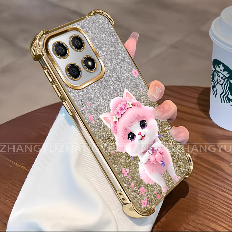 สําหรับ Honor X6C X6 X6S X8 4G 5G X6A X5B plus X6B X8A X8B X8C 400 สมาร์ท Electroplated กันกระแทกเคสโทรศัพท์ลายแมวน่ารัก TPU นุ่มป้องกัน HM - รูปที่ 2