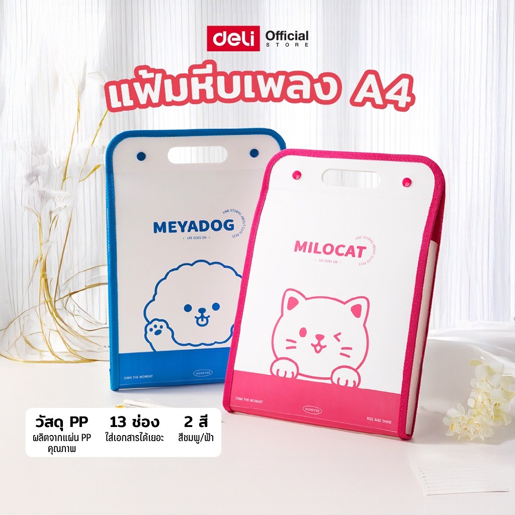 แฟ้มหีบเพลง 13 ช่อง Deli รุ่น PM324 ช่องกว้าง จุได้เยอะ Expanding file (2 สี/จำหน่าย 1 ชิ้น)