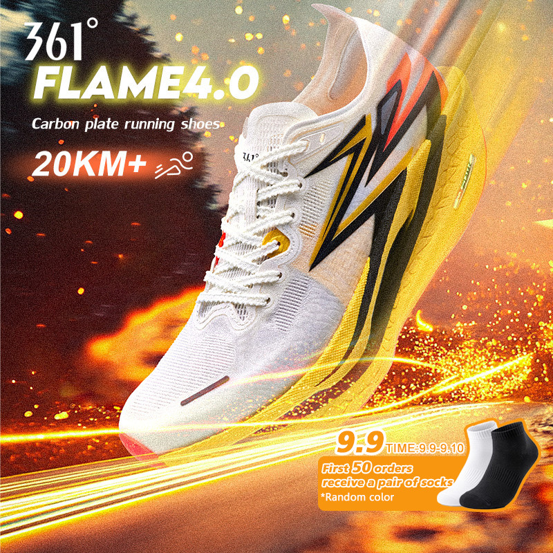 361 Degrees丨Flame 4.0 รองเท้าวิ่งแข่งระดับมืออาชีพแผ่นคาร์บอนเต็มความยาว 672512205