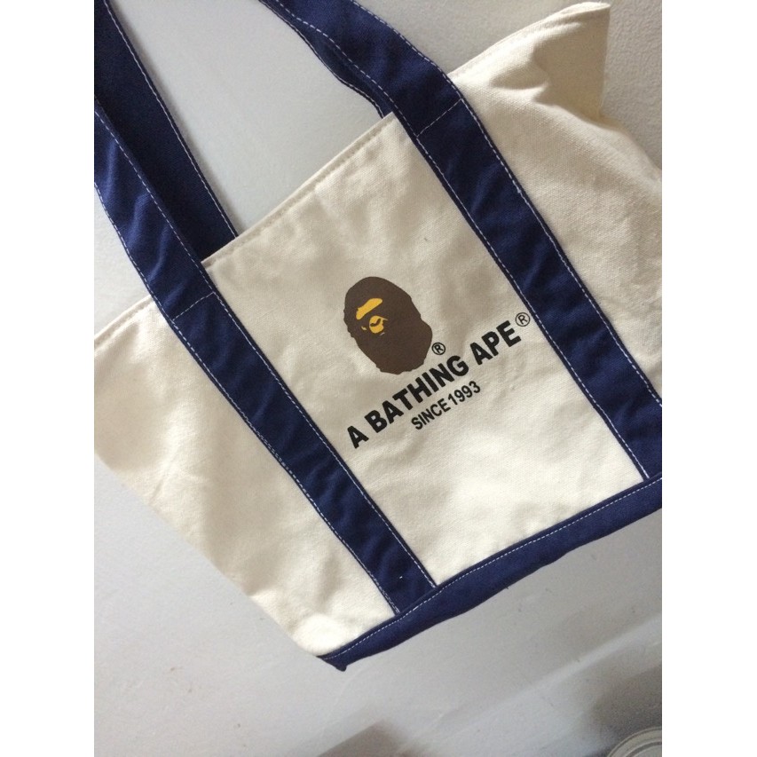 Magazine Appendix BAPE สบาย Monkey กระเป๋าผ้าใบแนวนอนคลาสสิกไหล่เดียว Eco-