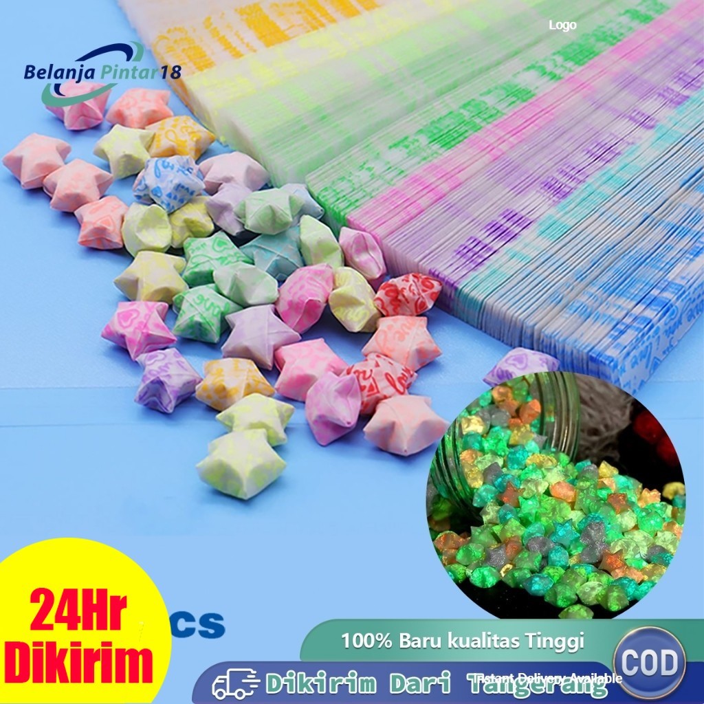 420pcs Glow Origami กระดาษ Star Glown ใน Dark Origami กระดาษที่มีสีสัน Origami กระดาษ Quilling กระดา