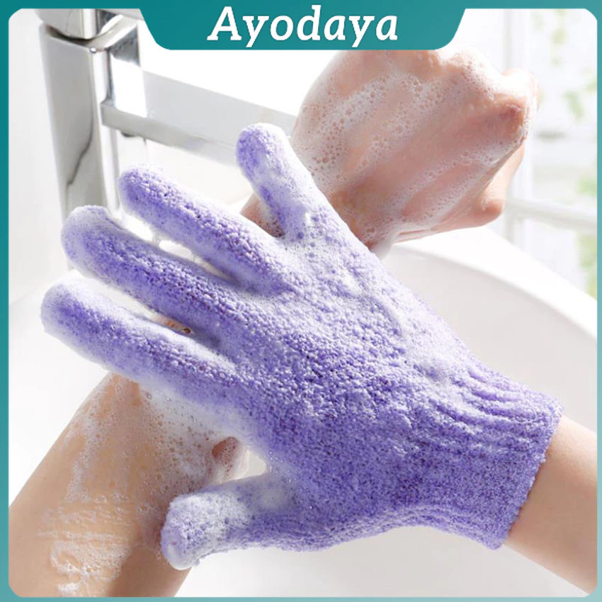 Ayo ถุงมืออาบน้ำ ถุงมือขัดผิวอาบน้ำ ขจัดเซลล์ผิวเก่า พร้อมส่ง Glove-style bath towel