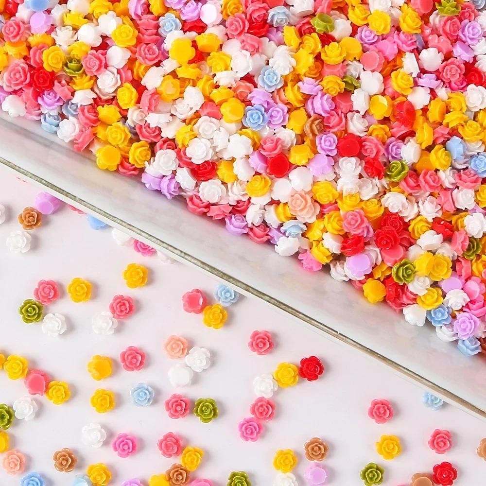 เรซิ่นดอกไม้เล็กสำหรับเล็บ DIY อุปกรณ์ตกแต่งเล็บและผม 100 ชิ้น