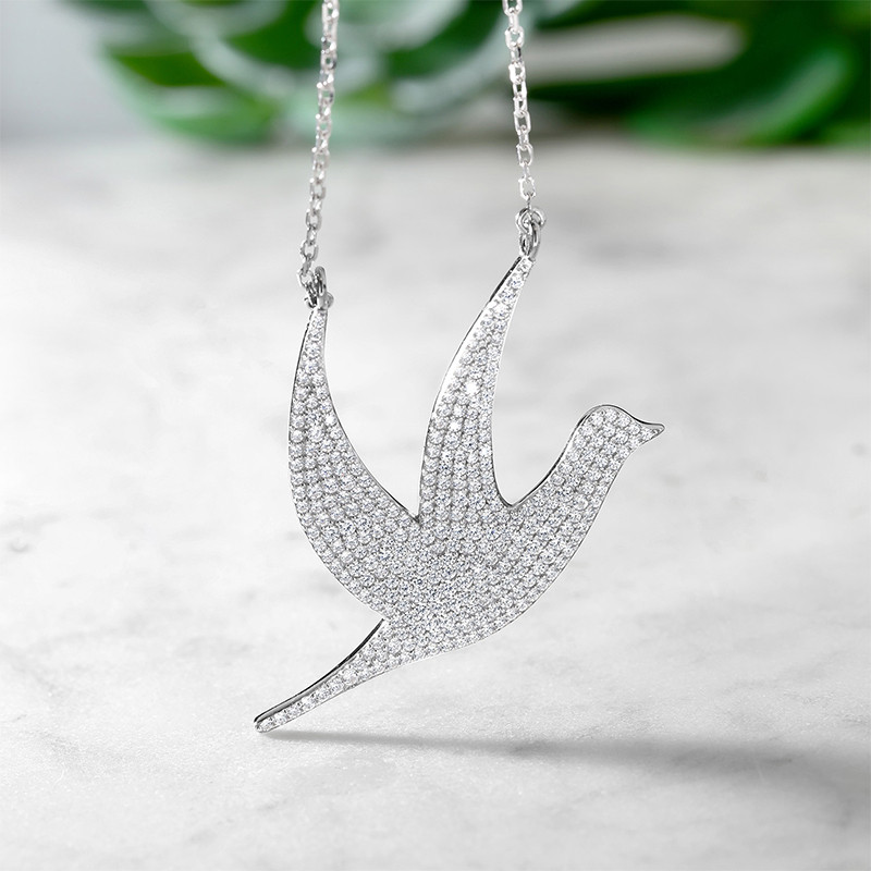 สร้อยคอมุกเพชรเต็มตัวเงินSterling Silver 925 ดีไซน์พิเศษจากGSK Hanan Keren คอลเล็กชันศิลปะข้ามพรมแดน