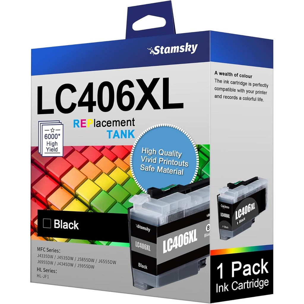 LC406XL LC406 ตลับหมึกสีดําผลผลิตสูงสําหรับ Brother LC406 ตลับหมึก LC406 XL LC-406 ใช้งานร่วมกับ Bro