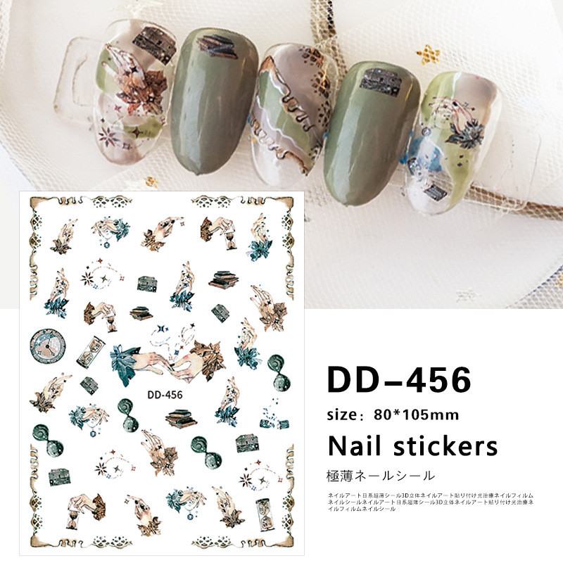 Redanco สไตล์ใหม่ 3D Influencer ขายร้อน Rose Skull เล็บสติกเกอร์กาวเล็บ Decal ขายส่ง DD-456