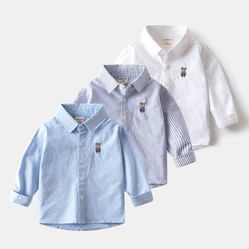 เสื้อเชิ้ตเด็กชาย Oxford Spinning สไตล์ใหม่ เสื้อลำลองสำหรับเด็ก ราคาถูก Shopee Lazada