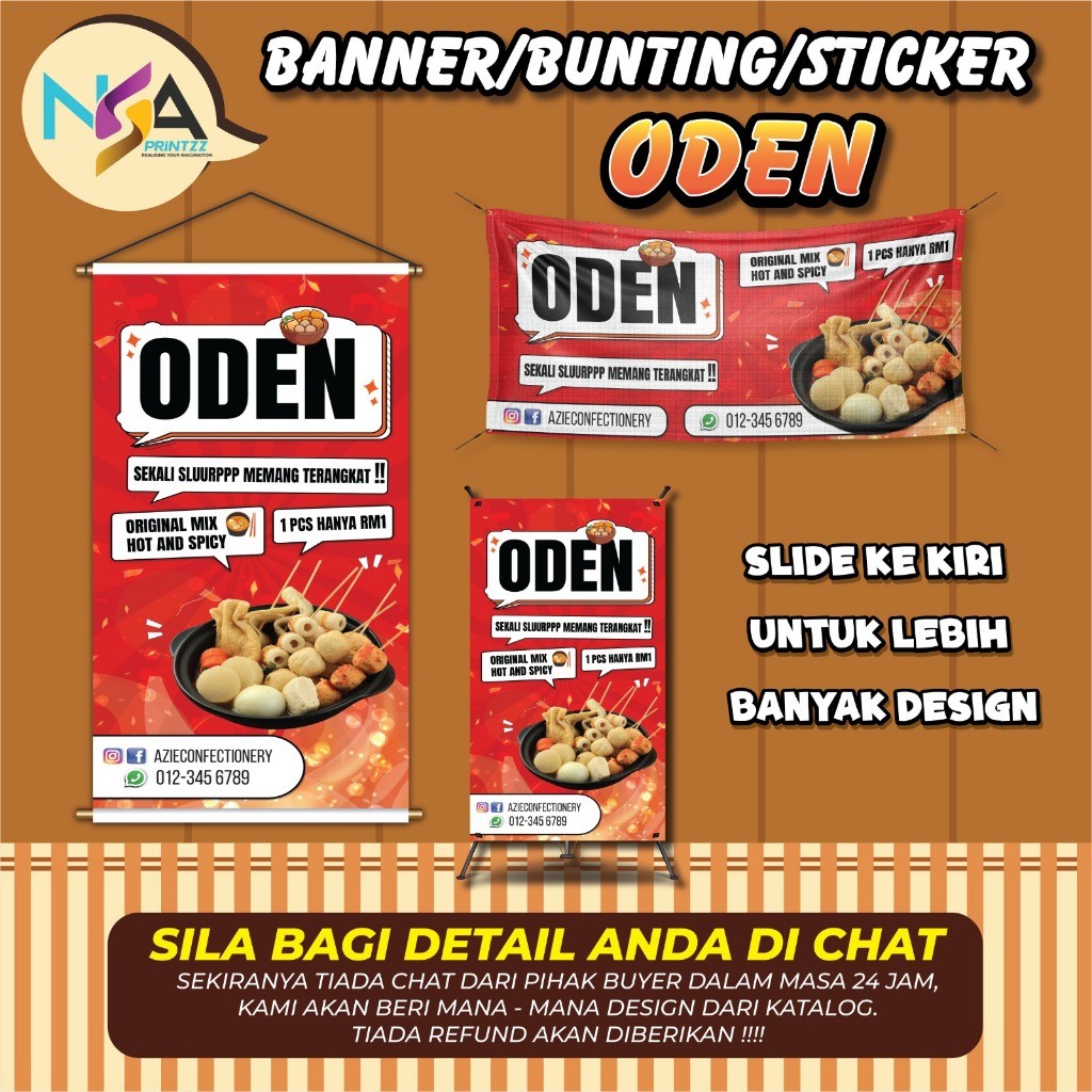 แบนเนอร์และ Bunting Oden Ball Odeng Tomyam Oden