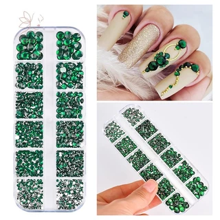 [maybeauty] เล็บ Rhinestone 12Grids สีสัน Flatback แก้วคริสตัลอัญมณี DIY ตกแต่งเล็บ 3D Multifaceted เล็บสําหรับแต่งหน้า และหัตถกรรม {TH}