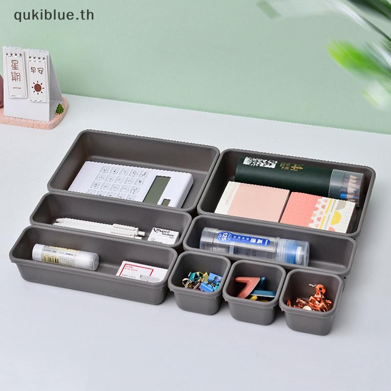 Qukiblue.th 8 ชิ้นลิ้นชักในครัวเรือนกันฝุ่นโต๊ะเครื่องเขียนกล่องเก็บผู้หญิงแต่งหน้า Organizer ห้องครัวอุปกรณ์ห้องน้ํา TH
