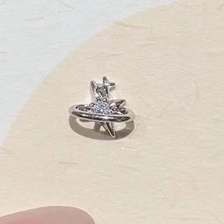 Jinjoo ต่างหูดาวเสาร์ รุ่น Tiny Saturn ดาวเคราะห์วงแหวน เล็กๆ วิบวับ (แป้นทับ925+จุกยาง) รหัส A34