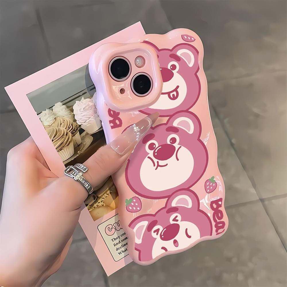 หมีสตรอเบอร์รี่สําหรับ iPhone 14 15 11 16 12 13 13PRO 16PRO 13PROMAX 12PROMAX 15PROMAX 15PLUS 16PLUS